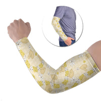 Hawaii Anthurium Tiare Pikake Lei Arm Sleeves Melemele Lauhala Art Pattern LT01 Set of 2 Yellow - Polynesian Pride