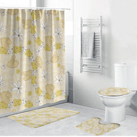 Hawaii Anthurium Tiare Pikake Lei Bathroom Set Melemele Lauhala Art Pattern LT01 Bathroom Set (4 pcs) Yellow - Polynesian Pride