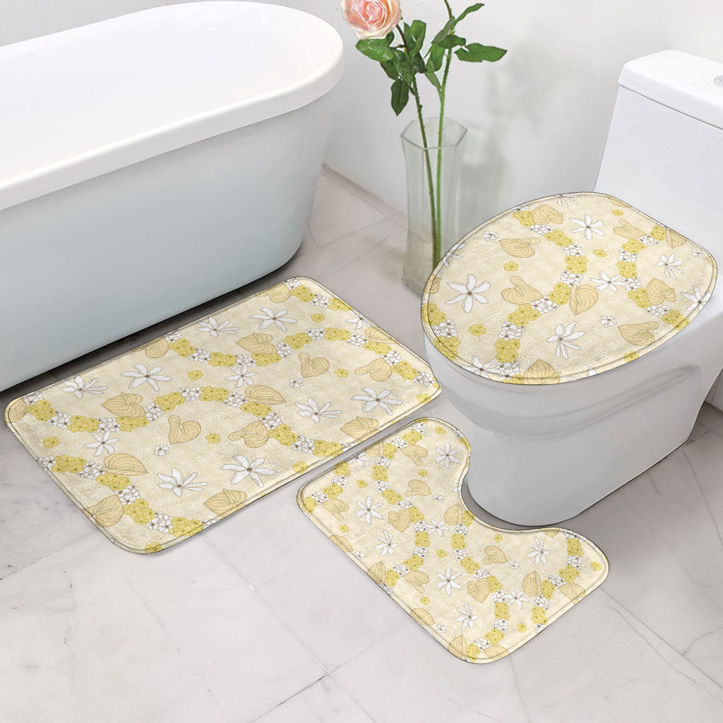 Hawaii Anthurium Tiare Pikake Lei Bathroom Set Melemele Lauhala Art Pattern LT01 - Polynesian Pride