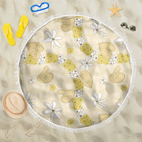Hawaii Anthurium Tiare Pikake Lei Beach Blanket Melemele Lauhala Art Pattern LT01 One Size 150cm Yellow - Polynesian Pride