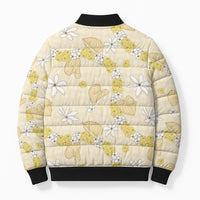 Hawaii Anthurium Tiare Pikake Lei Bomber Puffer Jacket Melemele Lauhala Art Pattern LT01 - Polynesian Pride