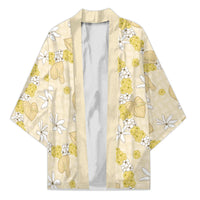 Hawaii Anthurium Tiare Pikake Lei Kimono Melemele Lauhala Art Pattern LT01 Unisex Yellow - Polynesian Pride