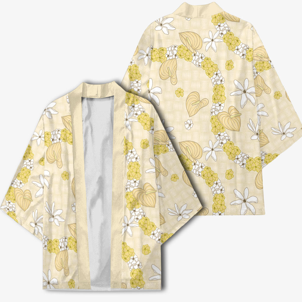 Hawaii Anthurium Tiare Pikake Lei Kimono Melemele Lauhala Art Pattern LT01 - Polynesian Pride