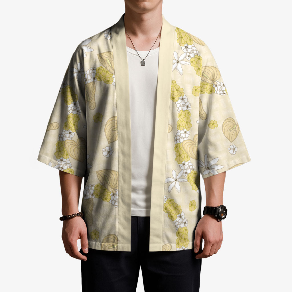 Hawaii Anthurium Tiare Pikake Lei Kimono Melemele Lauhala Art Pattern LT01 - Polynesian Pride