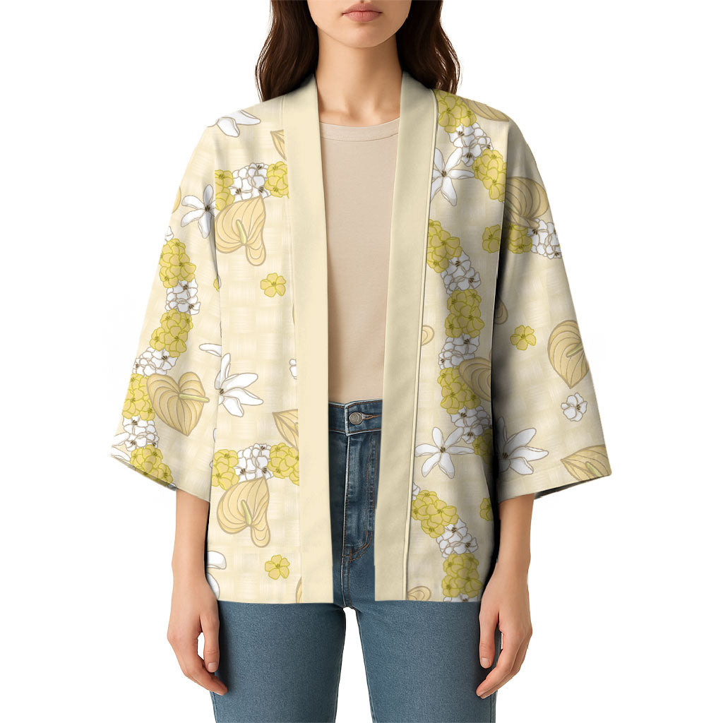 Hawaii Anthurium Tiare Pikake Lei Kimono Melemele Lauhala Art Pattern LT01 - Polynesian Pride