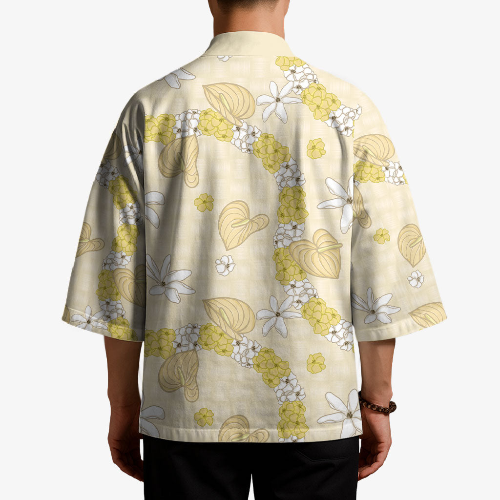 Hawaii Anthurium Tiare Pikake Lei Kimono Melemele Lauhala Art Pattern LT01 - Polynesian Pride