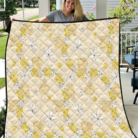 Hawaii Anthurium Tiare Pikake Lei Quilt Melemele Lauhala Art Pattern LT01 Yellow - Polynesian Pride