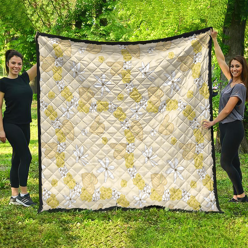 Hawaii Anthurium Tiare Pikake Lei Quilt Melemele Lauhala Art Pattern LT01 - Polynesian Pride