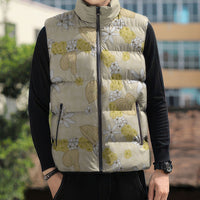 Hawaii Anthurium Tiare Pikake Lei Sleeveless Puffer Jacket Melemele Lauhala Art Pattern LT01 - Polynesian Pride