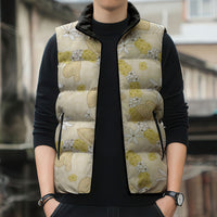 Hawaii Anthurium Tiare Pikake Lei Sleeveless Puffer Jacket Melemele Lauhala Art Pattern LT01 - Polynesian Pride