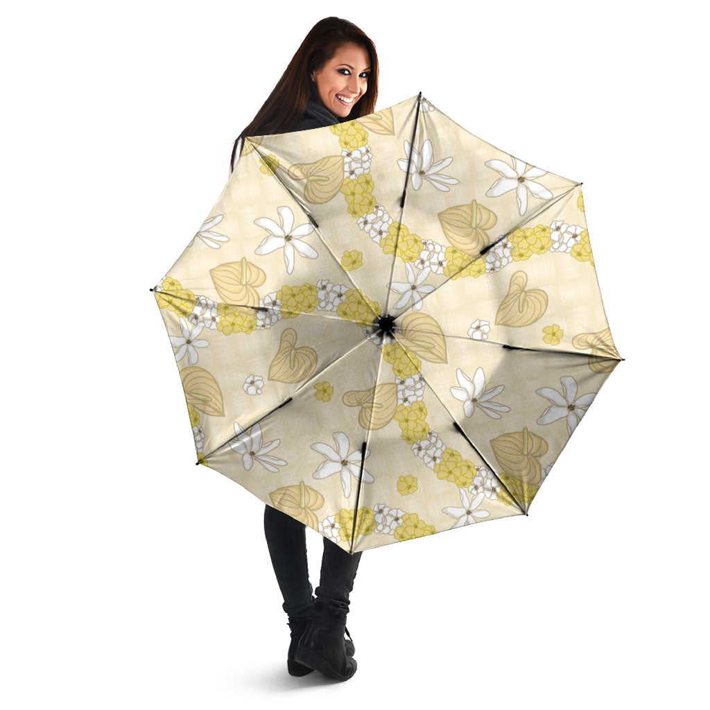 Hawaii Anthurium Tiare Pikake Lei Umbrella Melemele Lauhala Art Pattern LT01 - Polynesian Pride
