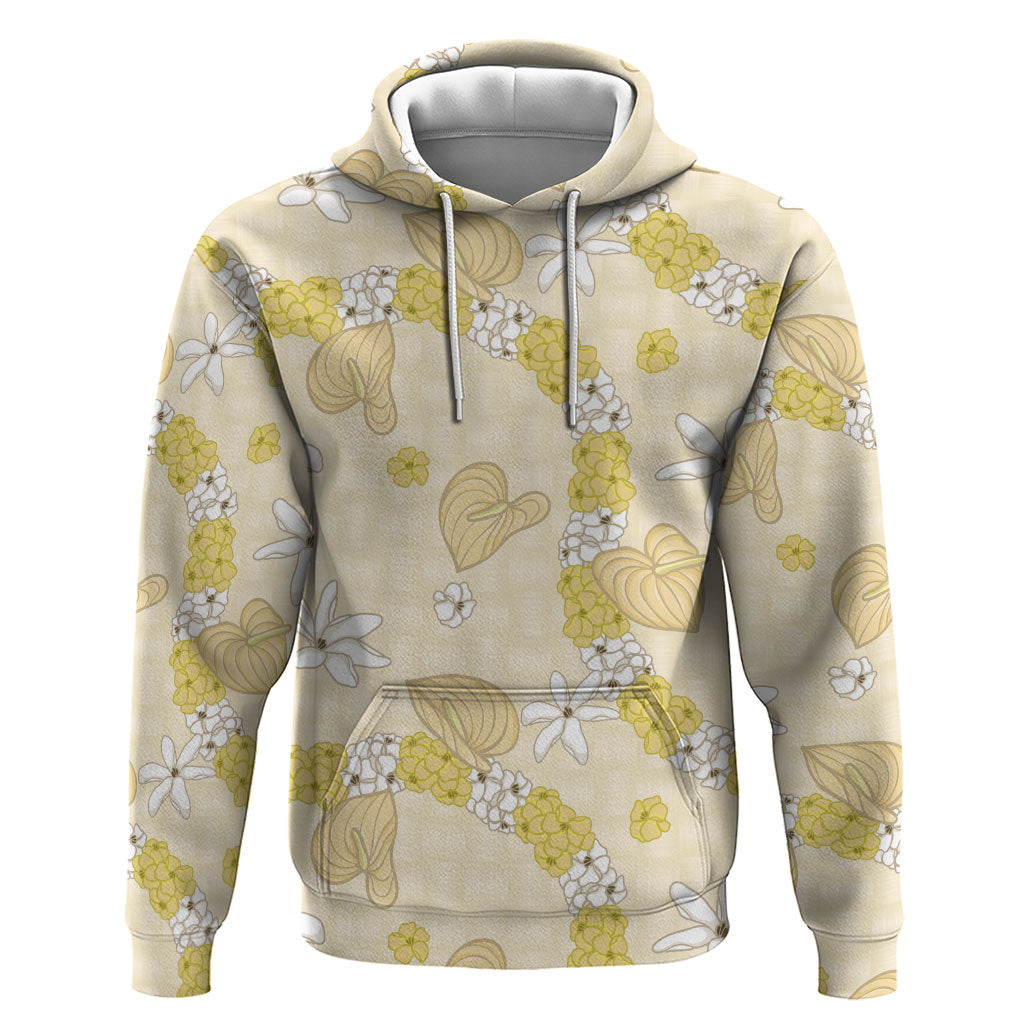 Hawaii Anthurium Tiare Pikake Lei Zip Hoodie Melemele Lauhala Art Pattern LT01 Pullover Hoodie Yellow - Polynesian Pride