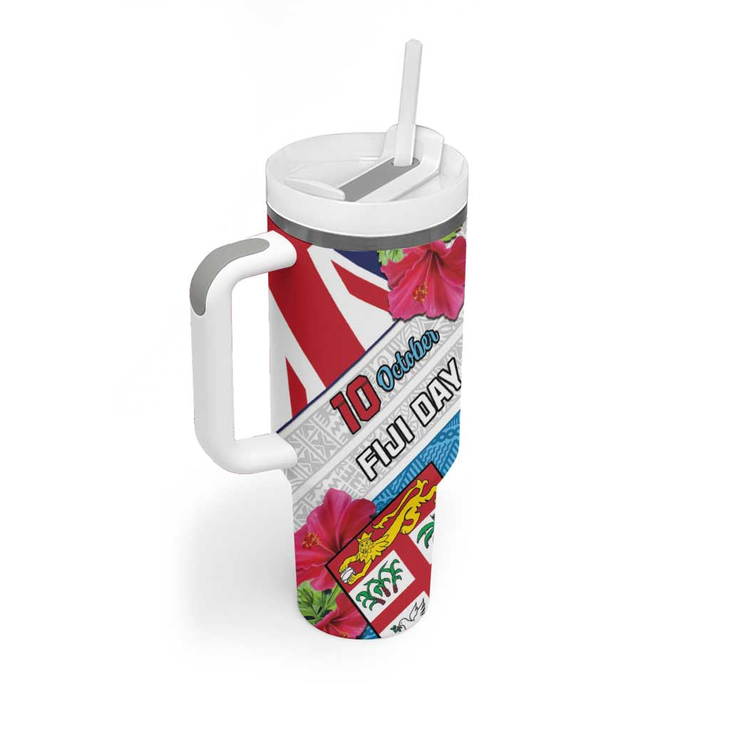 Fiji Day Tumbler With Handle Fijian Hibiscus Special Version LT01 - Polynesian Pride