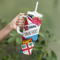 Fiji Day Tumbler With Handle Fijian Hibiscus Special Version LT01 - Polynesian Pride