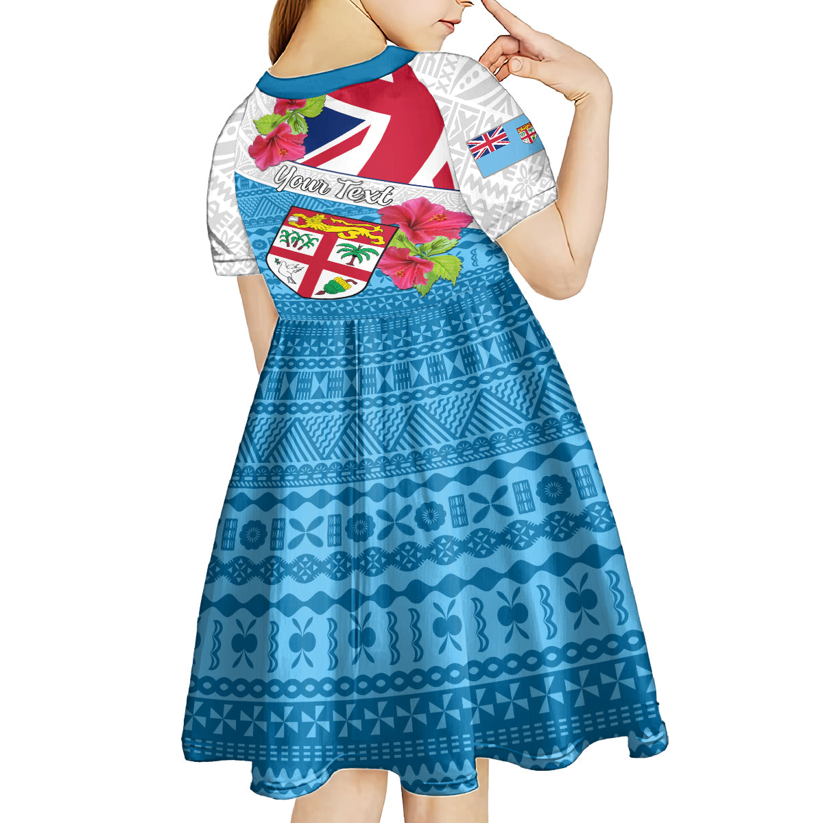 Personalised Fiji Day Kid Short Sleeve Dress Fijian Hibiscus Special Version LT01 - Polynesian Pride