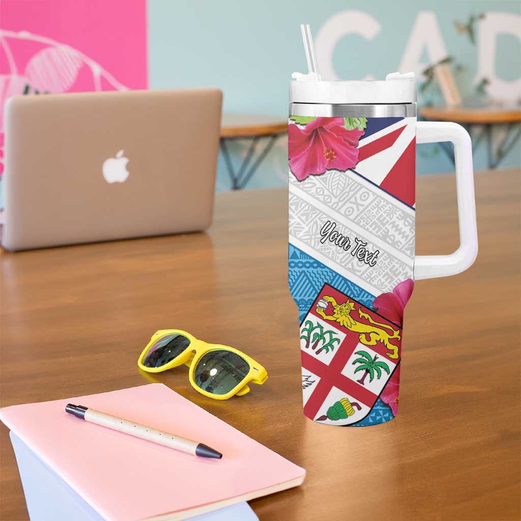 Personalised Fiji Day Tumbler With Handle Fijian Hibiscus Special Version LT01 - Polynesian Pride