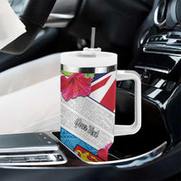 Personalised Fiji Day Tumbler With Handle Fijian Hibiscus Special Version LT01 - Polynesian Pride