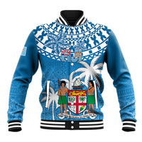 Fiji Baseball Jacket Bula Fijian Tapa Pattern LT01 Unisex Blue - Polynesian Pride