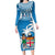 Fiji Family Matching Long Sleeve Bodycon Dress and Hawaiian Shirt Bula Fijian Tapa Pattern LT01 Mom's Dress Blue - Polynesian Pride