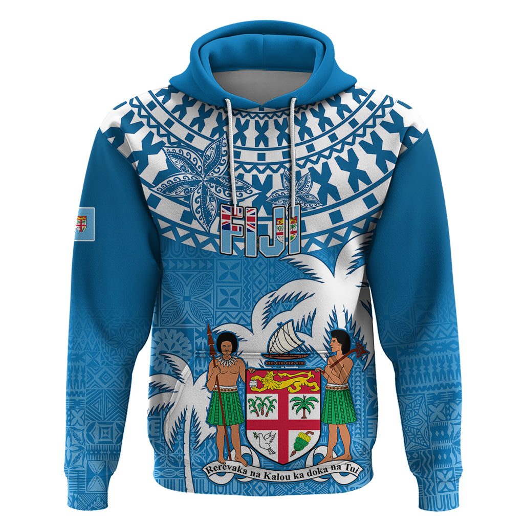 Fiji Hoodie Bula Fijian Tapa Pattern LT01 Pullover Hoodie Blue - Polynesian Pride