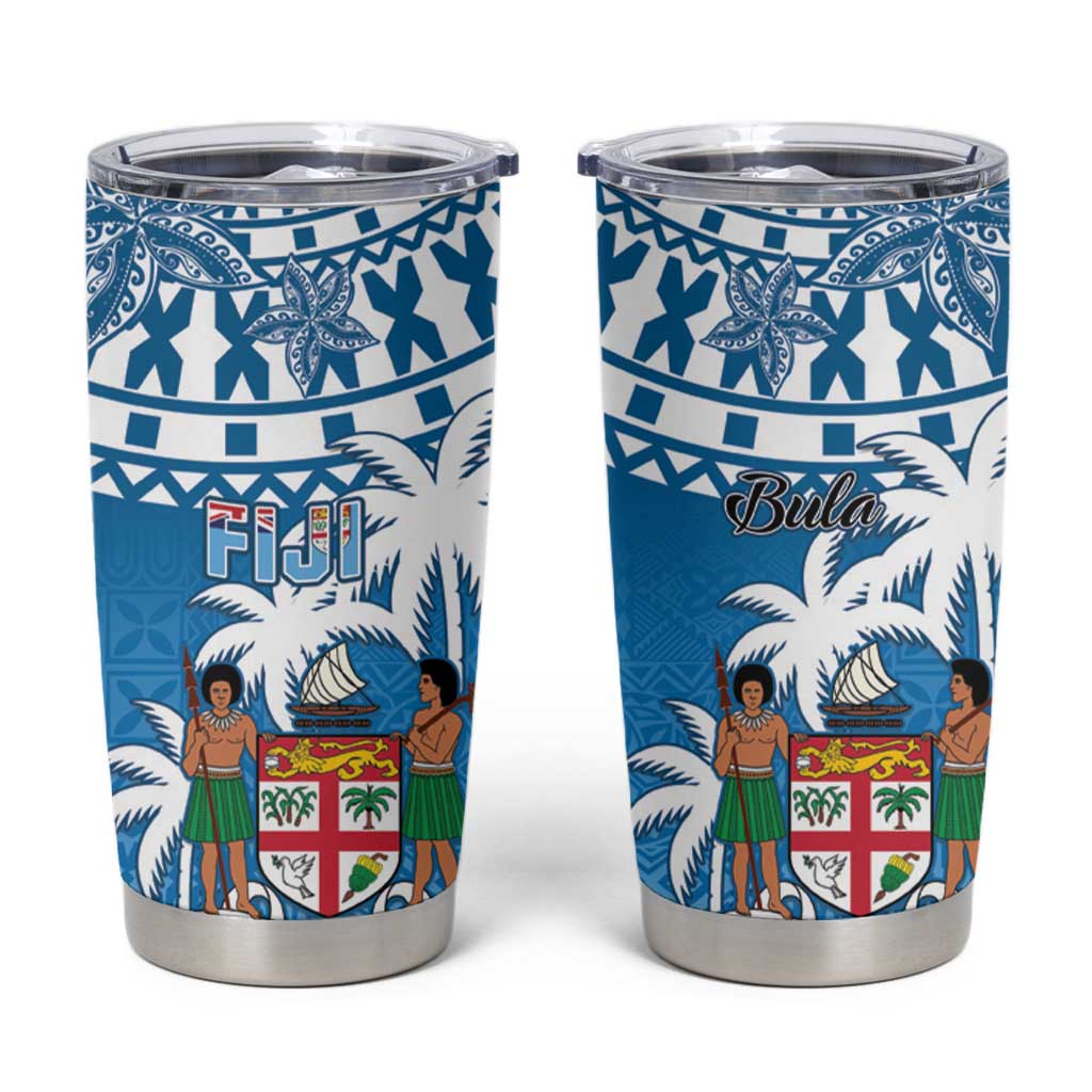 Fiji Tumbler Cup Bula Fijian Tapa Pattern LT01 Blue - Polynesian Pride