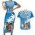 Personalised Fiji Couples Matching Short Sleeve Bodycon Dress and Hawaiian Shirt Bula Fijian Tapa Pattern LT01 Blue - Polynesian Pride