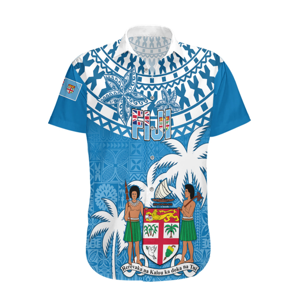 Personalised Fiji Hawaiian Shirt Bula Fijian Tapa Pattern LT01 Blue - Polynesian Pride