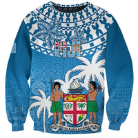 Personalised Fiji Sweatshirt Bula Fijian Tapa Pattern LT01 Unisex Blue - Polynesian Pride