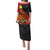 Personalised Papua New Guinea Puletasi Bird Of Paradise With Tropical Flower LT01 Long Dress Black - Polynesian Pride