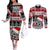 Custom New Zealand Christmas Couples Matching Off The Shoulder Long Sleeve Dress and Long Sleeve Button Shirt Maori Meri Kirihimete Moko LT01 Red - Polynesian Pride