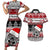 Custom New Zealand Christmas Couples Matching Short Sleeve Bodycon Dress and Hawaiian Shirt Maori Meri Kirihimete Moko LT01 Red - Polynesian Pride