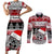 Custom New Zealand Christmas Couples Matching Short Sleeve Bodycon Dress and Long Sleeve Button Shirt Maori Meri Kirihimete Moko LT01 Red - Polynesian Pride