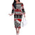 Custom New Zealand Christmas Off The Shoulder Long Sleeve Dress Maori Meri Kirihimete Moko LT01 Women Red - Polynesian Pride