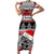 Custom New Zealand Christmas Short Sleeve Bodycon Dress Maori Meri Kirihimete Moko LT01 Long Dress Red - Polynesian Pride