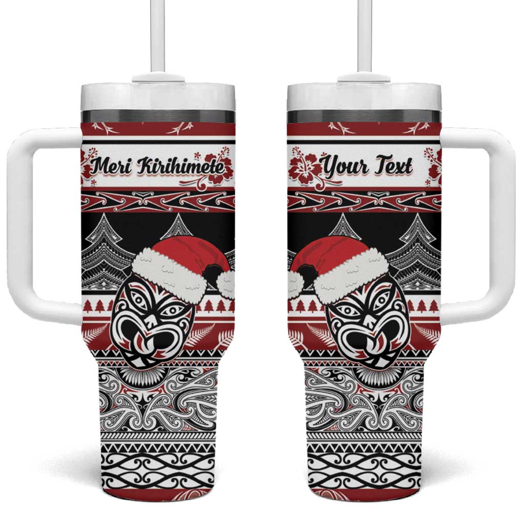 Custom New Zealand Christmas Tumbler With Handle Maori Meri Kirihimete Moko LT01 One Size: 40 oz Red - Polynesian Pride