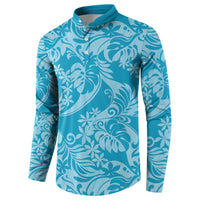 Tahiti Ninamu Tiare Floral Button Sweatshirt Monstera Palm Tropical Leaves LT01 - Polynesian Pride