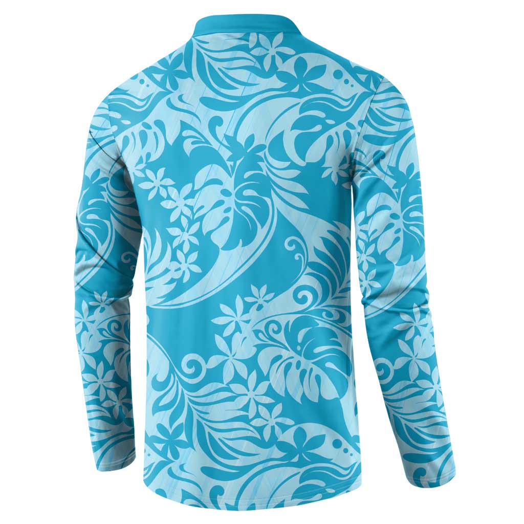 Tahiti Ninamu Tiare Floral Button Sweatshirt Monstera Palm Tropical Leaves LT01 - Polynesian Pride