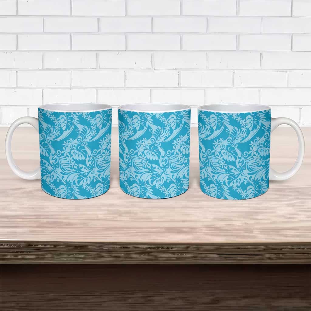 Tahiti Ninamu Tiare Floral Ceramic Mug Monstera Palm Tropical Leaves LT01 - Polynesian Pride
