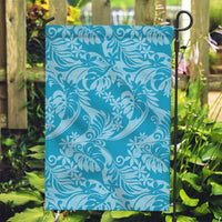 Tahiti Ninamu Tiare Floral Garden Flag Monstera Palm Tropical Leaves LT01 Garden Flag Blue - Polynesian Pride