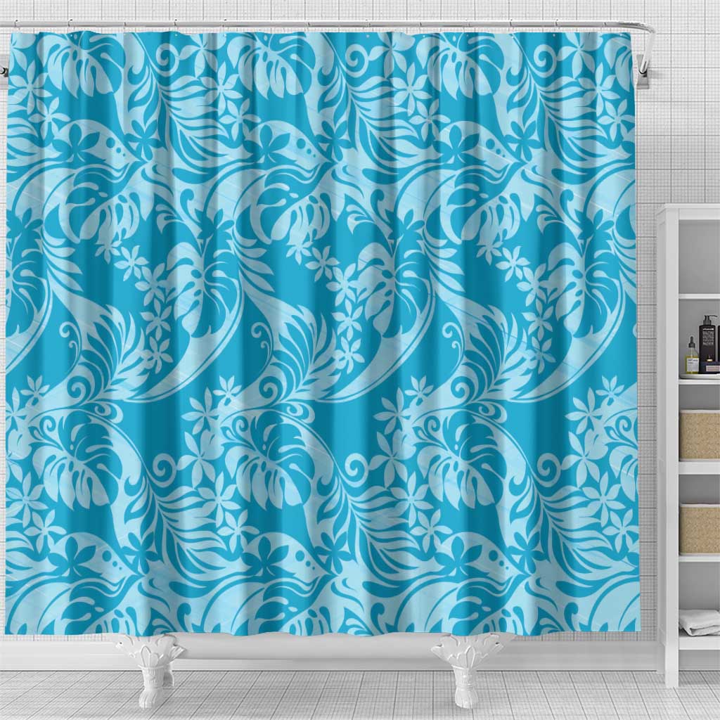 Tahiti Ninamu Tiare Floral Shower Curtain Monstera Palm Tropical Leaves LT01 - Polynesian Pride