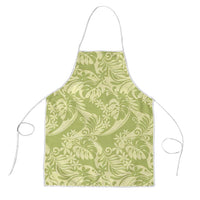 Tahiti Olive Tiare Floral Apron Monstera Palm Tropical Leaves LT01 Olive - Polynesian Pride