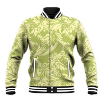 Tahiti Olive Tiare Floral Baseball Jacket Monstera Palm Tropical Leaves LT01 Unisex Olive - Polynesian Pride