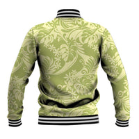 Tahiti Olive Tiare Floral Baseball Jacket Monstera Palm Tropical Leaves LT01 - Polynesian Pride