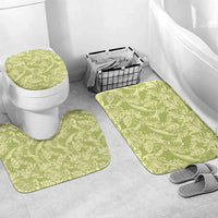 Tahiti Olive Tiare Floral Bathroom Set Monstera Palm Tropical Leaves LT01 Mat Set Only (3 pcs) One Size Olive - Polynesian Pride