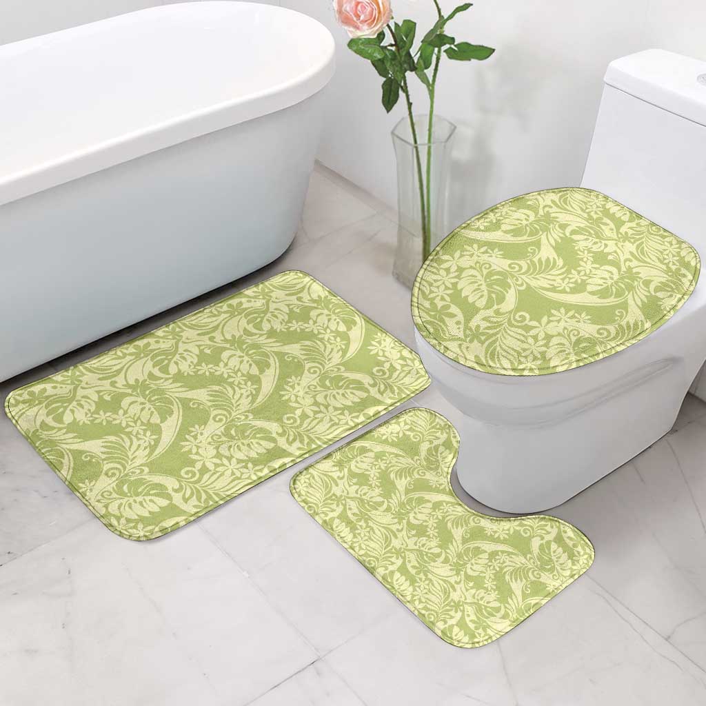 Tahiti Olive Tiare Floral Bathroom Set Monstera Palm Tropical Leaves LT01 - Polynesian Pride