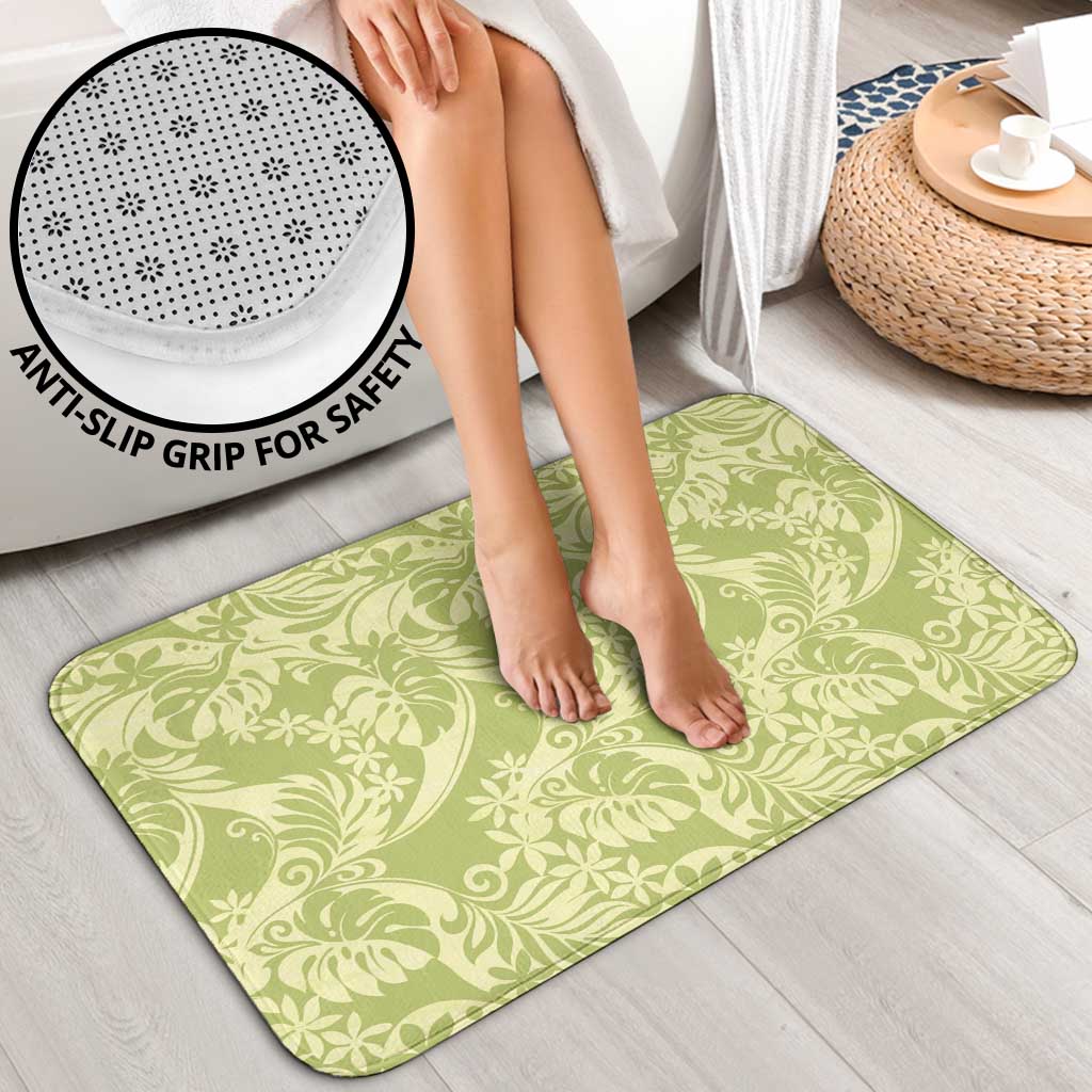 Tahiti Olive Tiare Floral Bathroom Set Monstera Palm Tropical Leaves LT01 - Polynesian Pride