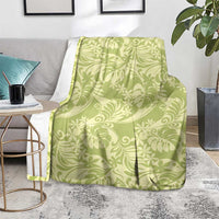 Tahiti Olive Tiare Floral Blanket Monstera Palm Tropical Leaves LT01 - Polynesian Pride