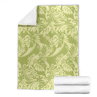 Tahiti Olive Tiare Floral Blanket Monstera Palm Tropical Leaves LT01 - Polynesian Pride