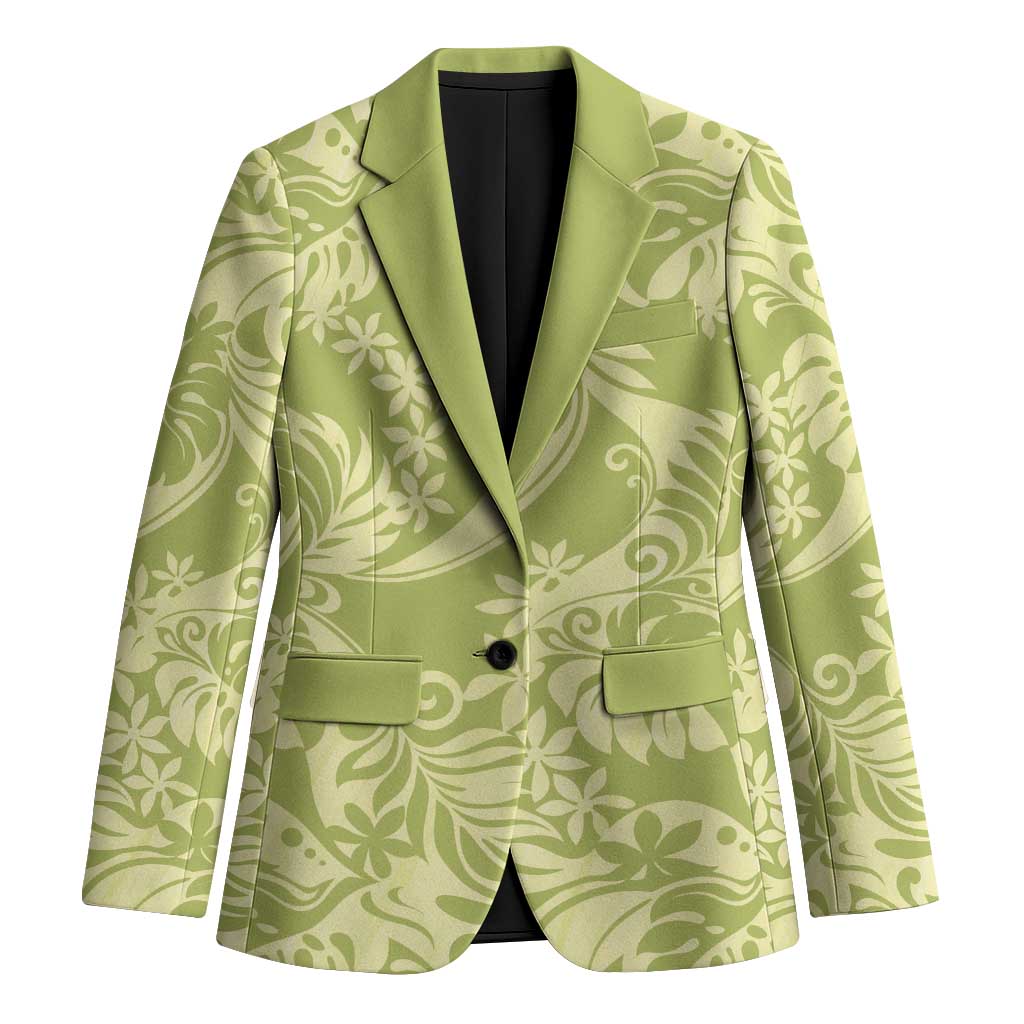 Tahiti Olive Tiare Floral Blazer Monstera Palm Tropical Leaves LT01 Unisex Olive - Polynesian Pride