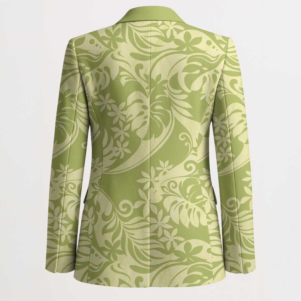 Tahiti Olive Tiare Floral Blazer Monstera Palm Tropical Leaves LT01 - Polynesian Pride